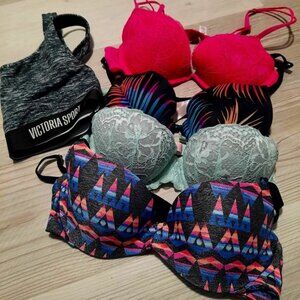 Bundle of 5 Victoria Secret PINK Bras Sz 34 B ** Thats Less than $10 each!**